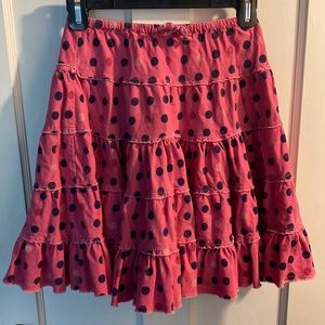 Twirly corduroy pink polka dotted MiniBoden skirt